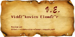 Vidákovics Elemér névjegykártya