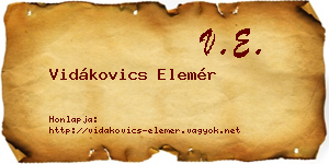 Vidákovics Elemér névjegykártya